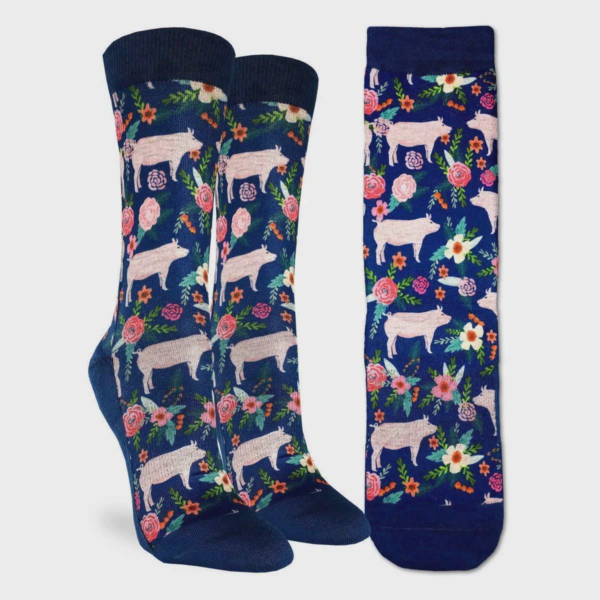 5132 - WOMEN&#39;S FLORAL PIGS SOCKS - SHOE SIZE 5-9
