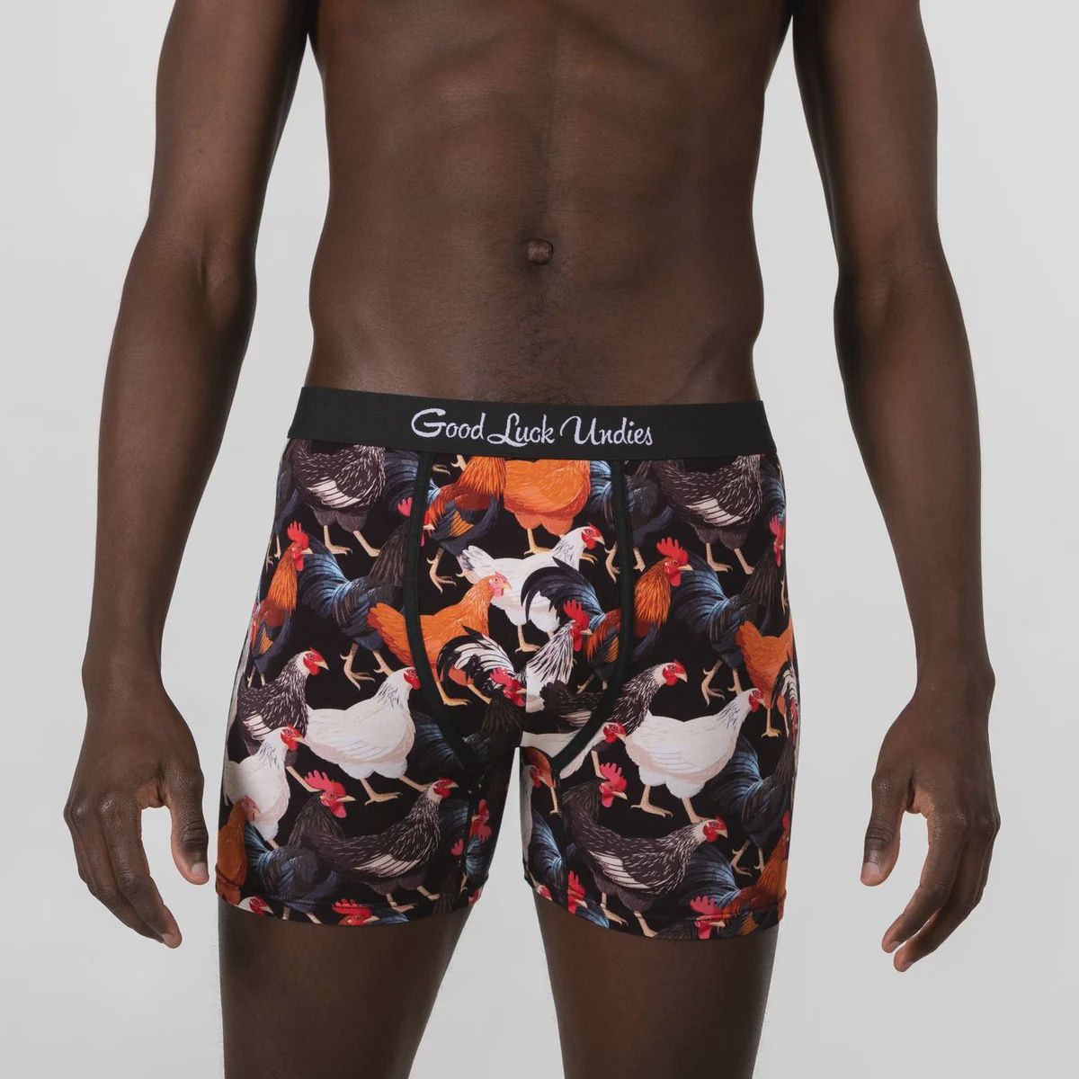 MEN&#39;S CHICKENS AND ROOSTERS UNDERWEAR - EXTRA LARGE (SIZE 38-40) / BLACK