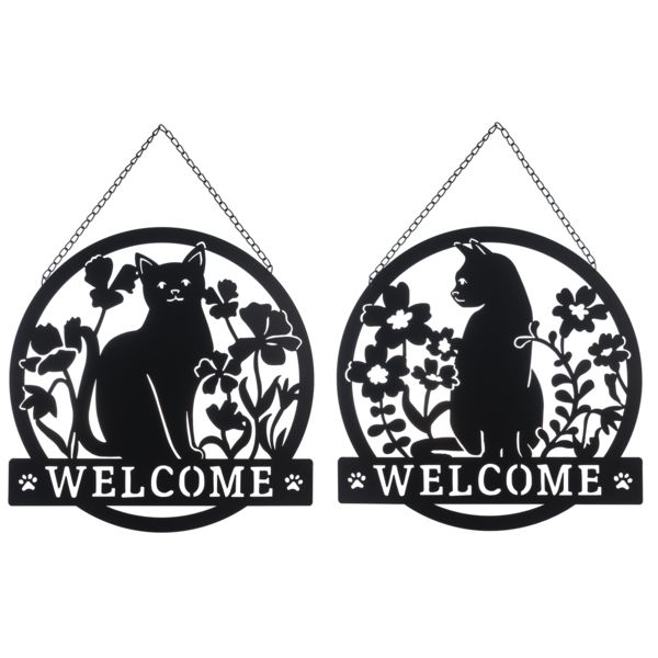 CB186946 - WALL DÉCOR / WELCOME CAT 2/ASST