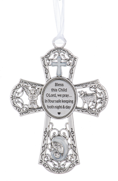 ER74441 - CRIB CROSS ORNAMENT - WHITE