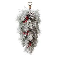 X83379 - MIXED PINE HANGING TEARDROP WITH BERRIES &amp; PINECONES