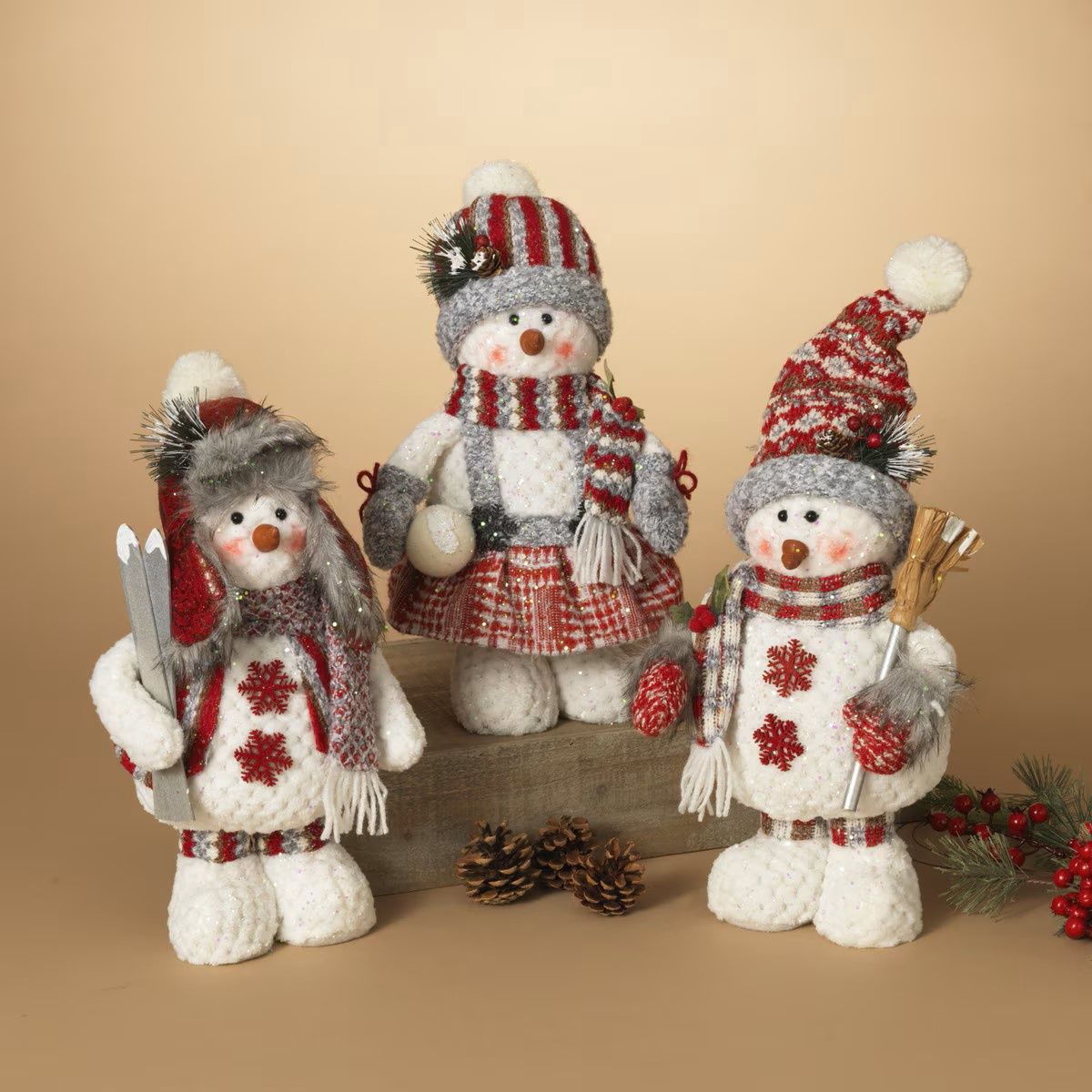 2430040/20658 - 14&quot; SNOWMAN, DESIGN: HAT - GREY W/EAR WARMERS