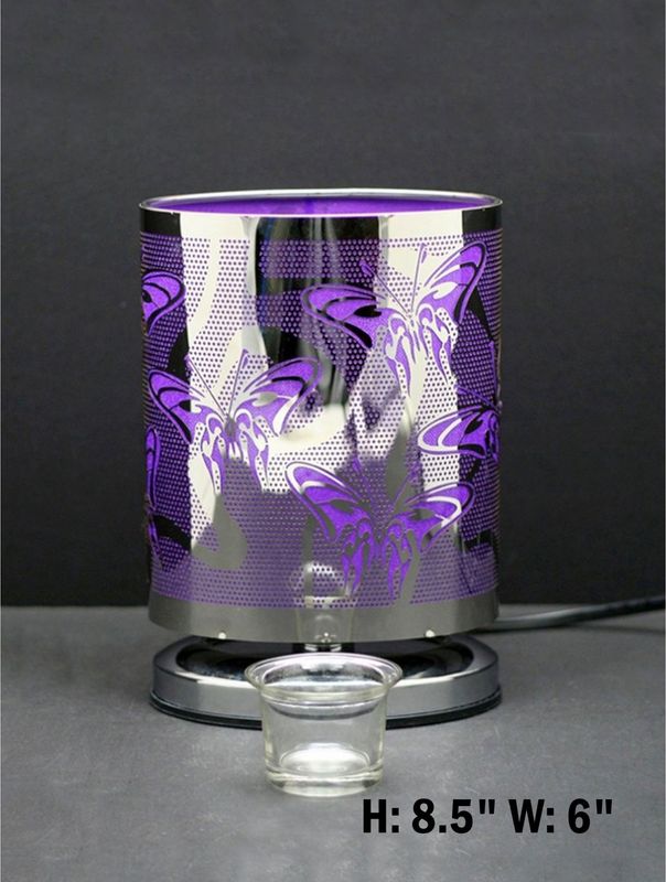J1326 - OVAL TOUCH LAMP - PURPLE BUTTERFLY