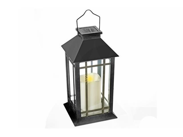HS-2018 - LED SOLAR LANTERN - CROSS BAR GLASS PANELS