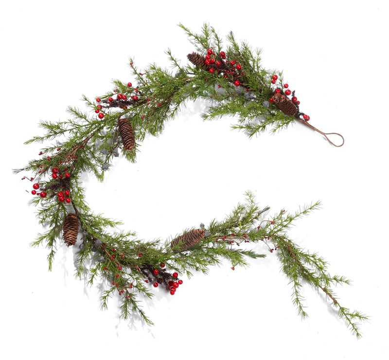 41141006 - 72&quot; NATURES TOUCH EASTERN LARCH GARLAND W/BERRIES
