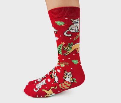 2476 - WOMEN&#39;S SOCKS - FELINE FESTIVE