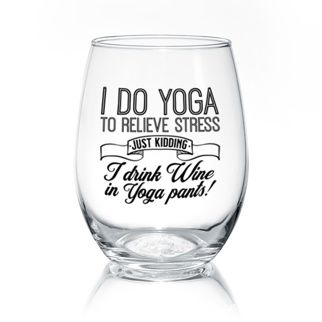 WINE GLASS - I DO YOGA