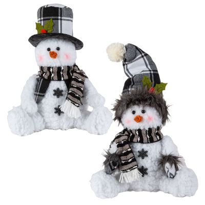 2746610 - BLACK + WHITE PLAID SNOWMEN - SET/2