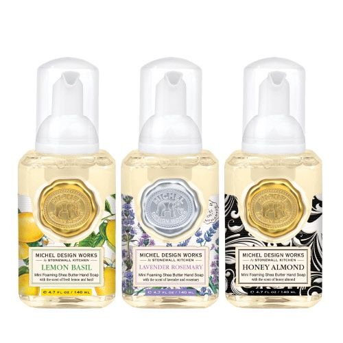 819001 - MINI FOAMING SOAP SET : LAVENDER ROSEMARY, LEMON BASIL, HONEY ALMOND