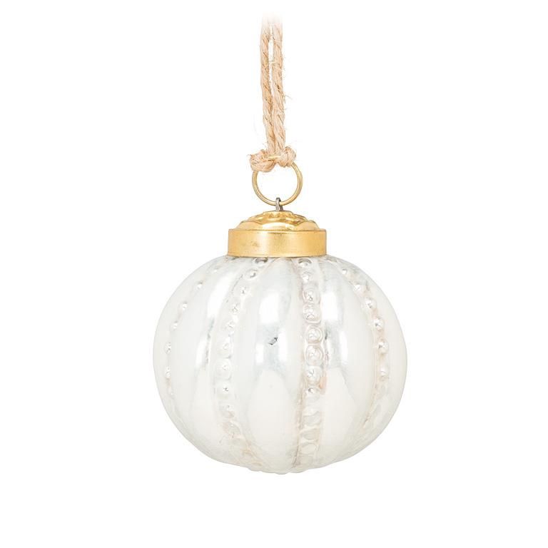 44-APOTHECARY-121 - EMBOSS BALL ORNAMENT / WHITE