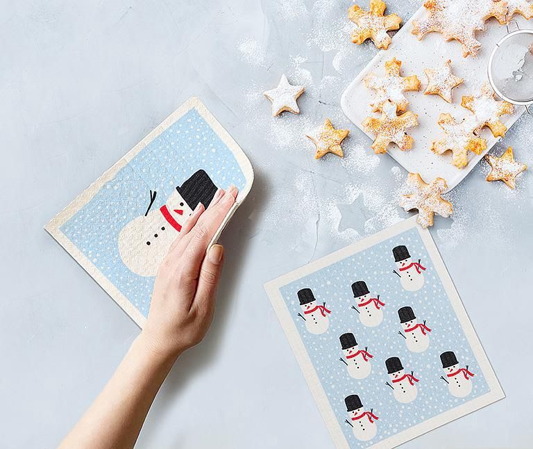 84-ASD-ABX-176 - S/2 SQUARE HAT SNOWMAN DISHCLOTHS