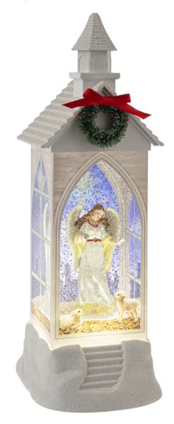 MX184731 - LED SPINNING WATER LANTERN - CHURCH W/ANGEL
