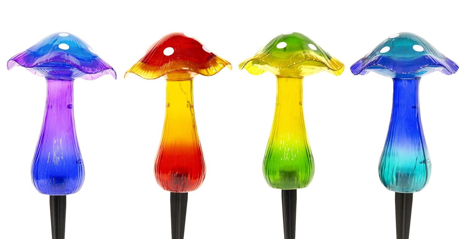 ROC367S - SOLAR MUSHROOM LIGHT, COLOUR: BLUE WITH PURPLE EDGES