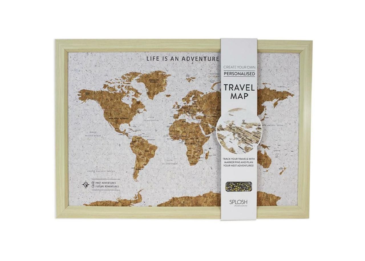 TVB03 - SMALL FRAMED CORKED WORLD MAP