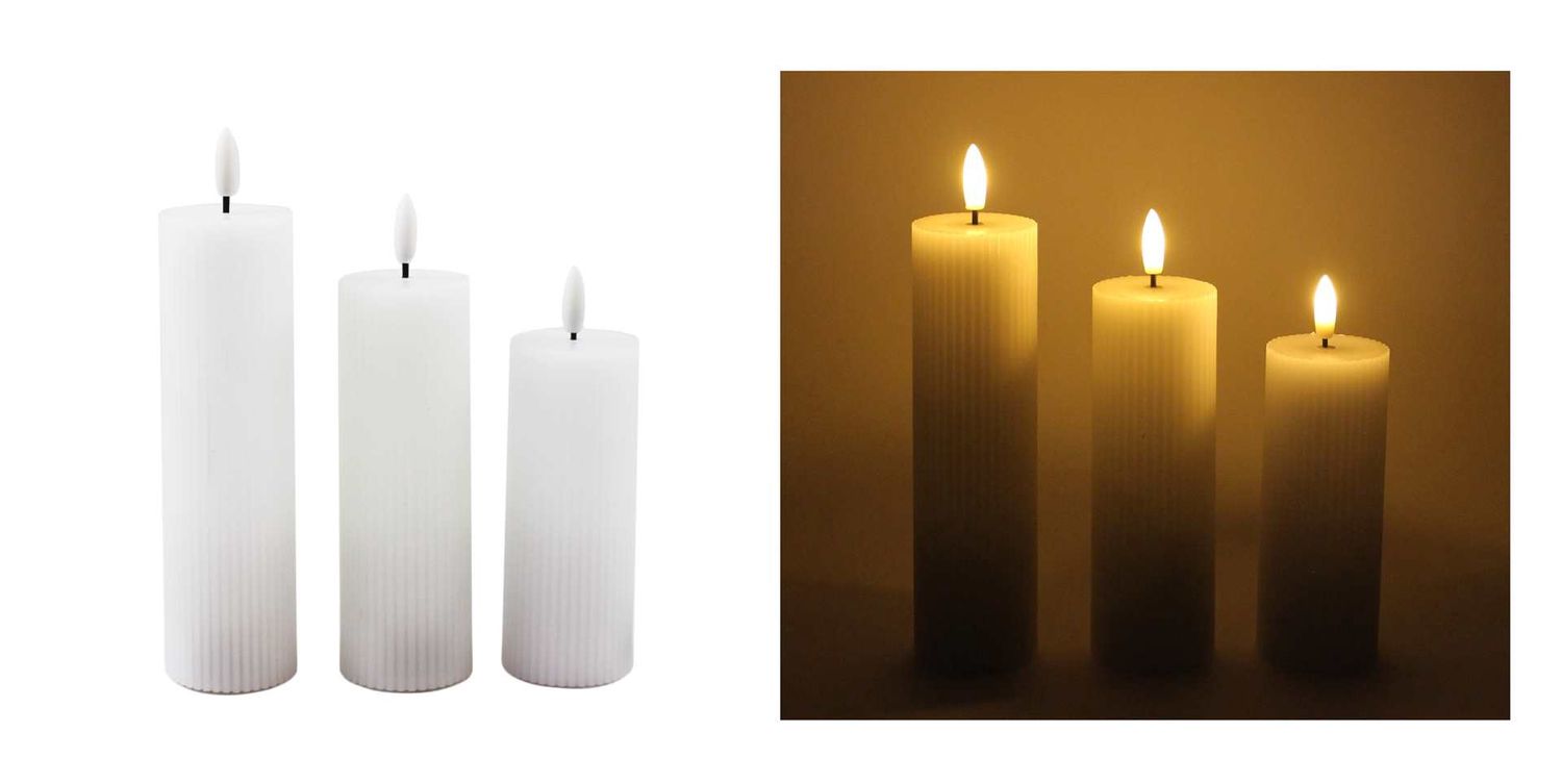 EHD518S - CANDLES - 3/SET - WHITE STRIPE