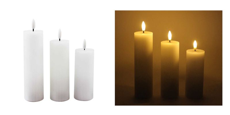 EHD518S - CANDLES - 3/SET - WHITE STRIPE
