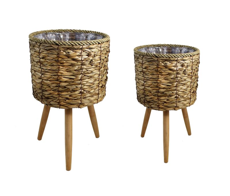 SUB183S - BRAIDED GRASS PLANTER SET/2