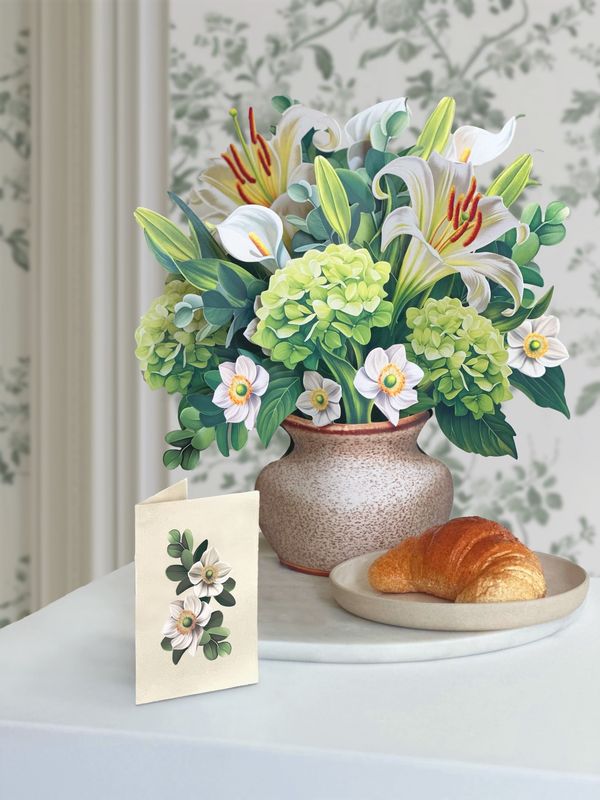 327-3736 - POP-UP FLOWER BOUQUET - IVORY + SAGE