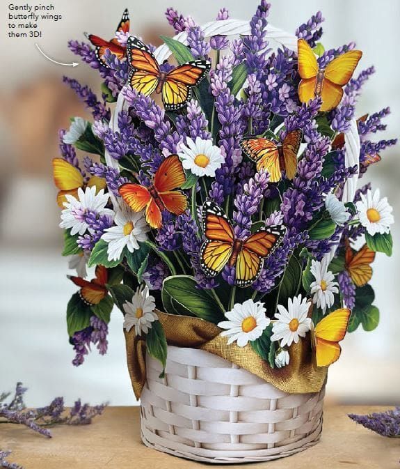 327-3725 - POP-UP FLOWER BOUQUET - LAVENDER + BUTTERFLIES