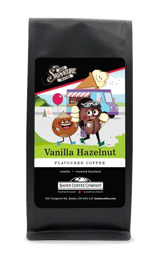 VANILLA HAZELNUT GROUND COFFEE - 8 OZ
