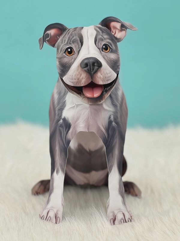 327-1005 - POP-UP PET CARD - GRAY PIT BULL