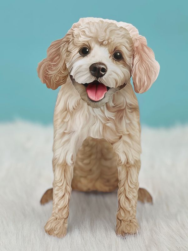 327-1008 - POP-UP PET CARD - WHITE POODLE