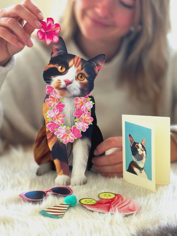 327-1017 - POP-UP PET CARD - CALICO CAT