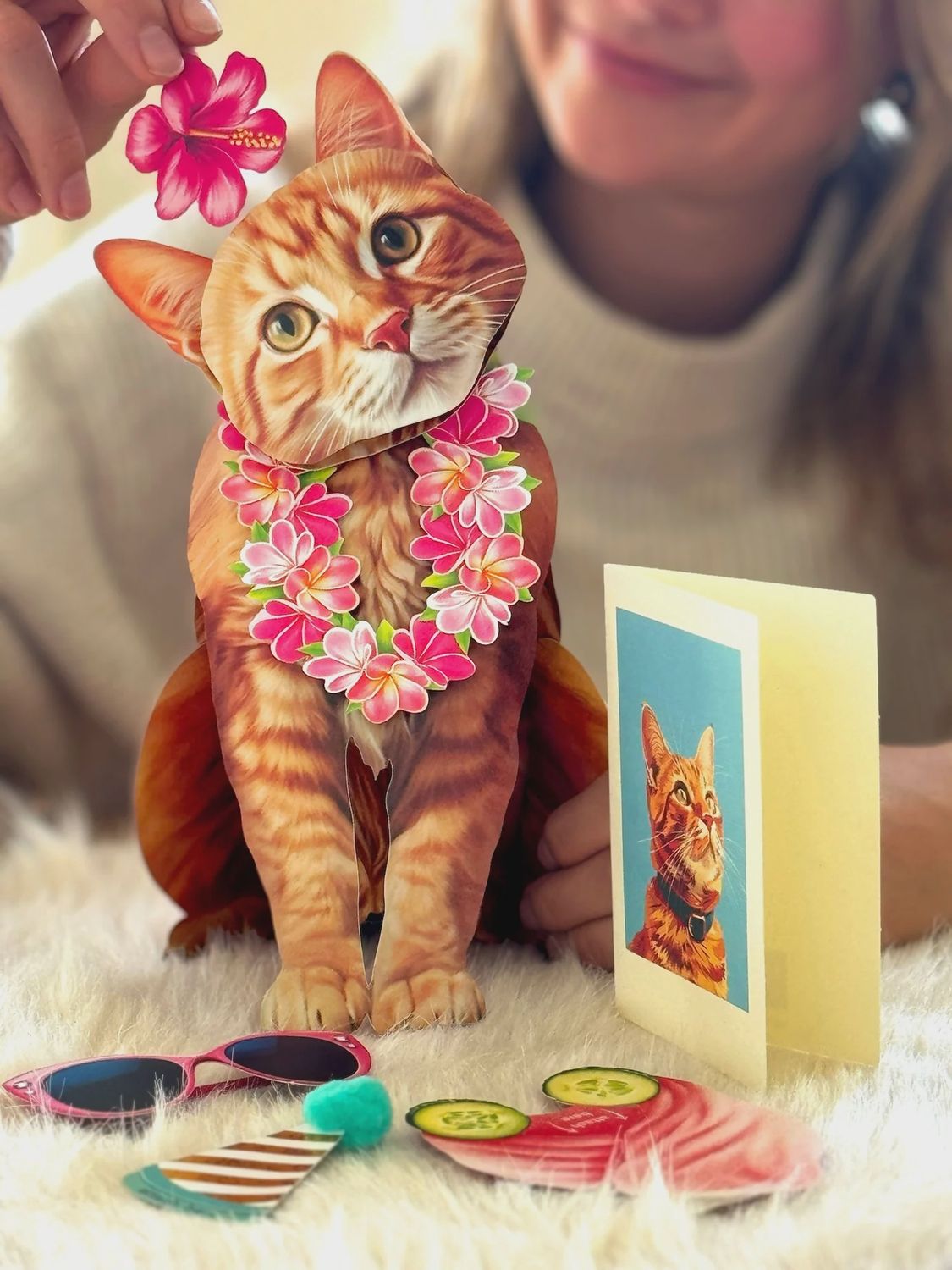 327-1013 - POP-UP PET CARD - ORANGE TABBY CAT