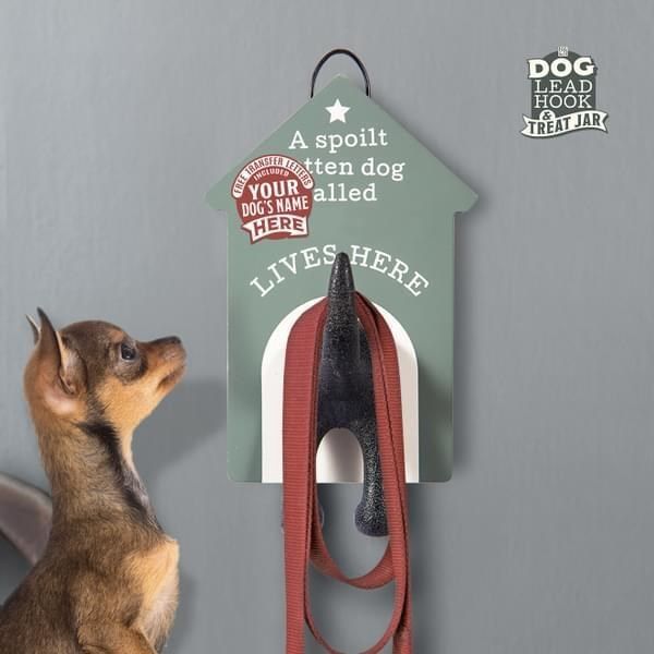 DOG LEASH HOOK, NAME/TEXT: BLANK / GREEN