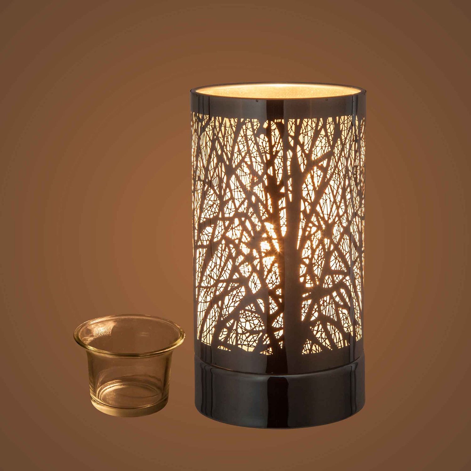 TP21821 - 7&quot; TOUCH LAMP / OIL + WAX WARMER - SILVER FOREST
