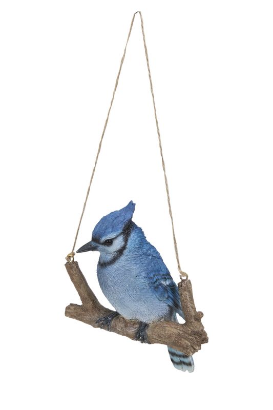 87673-C - HANGING BLUE JAY ON BRANCH / 5.91" H