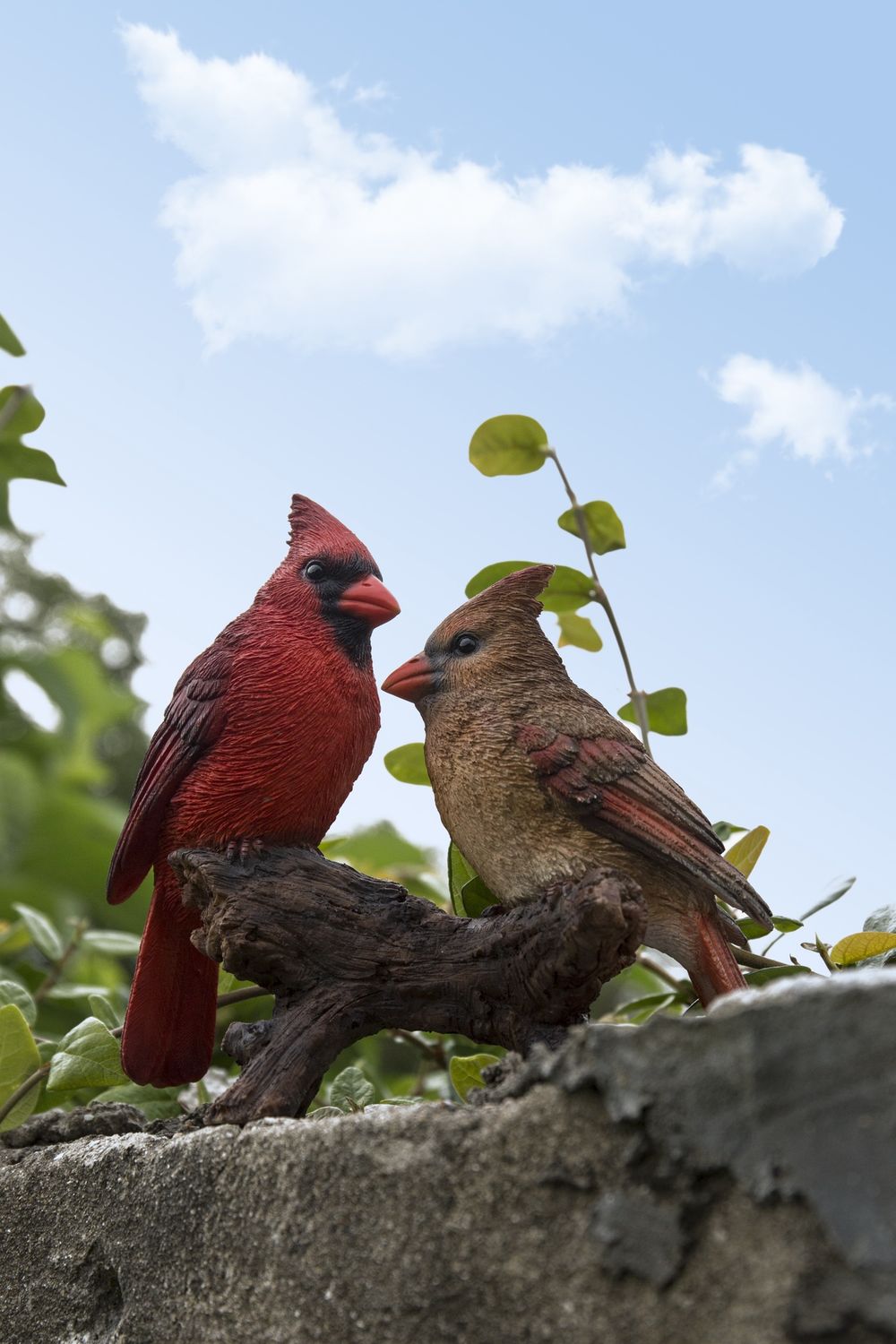 87758-N - CARDINALS ON STUMP