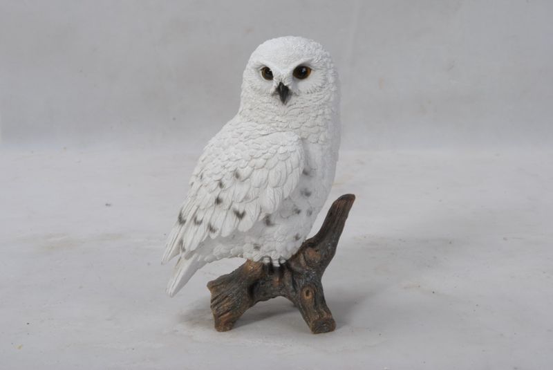 87767-C - SNOWY OWL ON STUMP / 6.75" H
