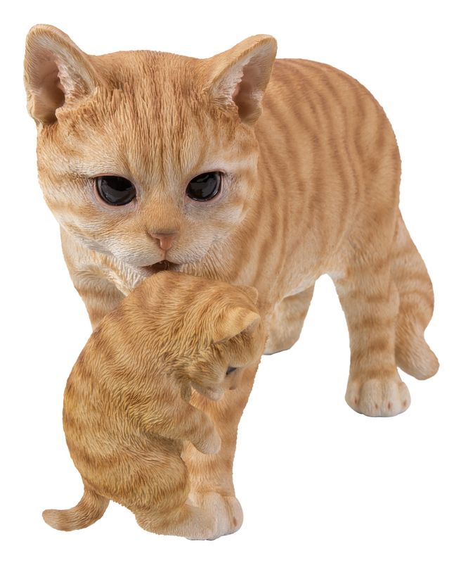 87757-N - CAT MOM CARRYING KITTEN  / 10.25&quot; H - ORANGE