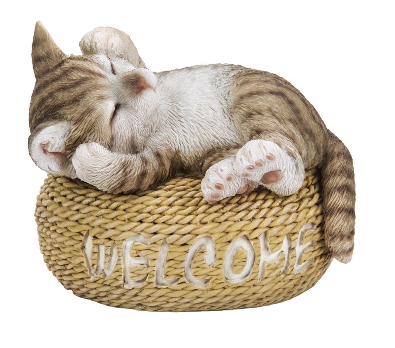 87677-A - CAT W/WELCOME SIGN / 4.72&quot; H