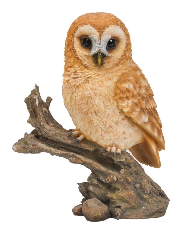 87717-B - TAWNY OWL ON STUMP / 12.6&quot; H