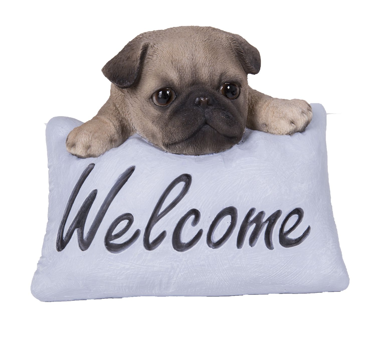87677-C - PUG W/WELCOME SIGN / 4.17&quot; H