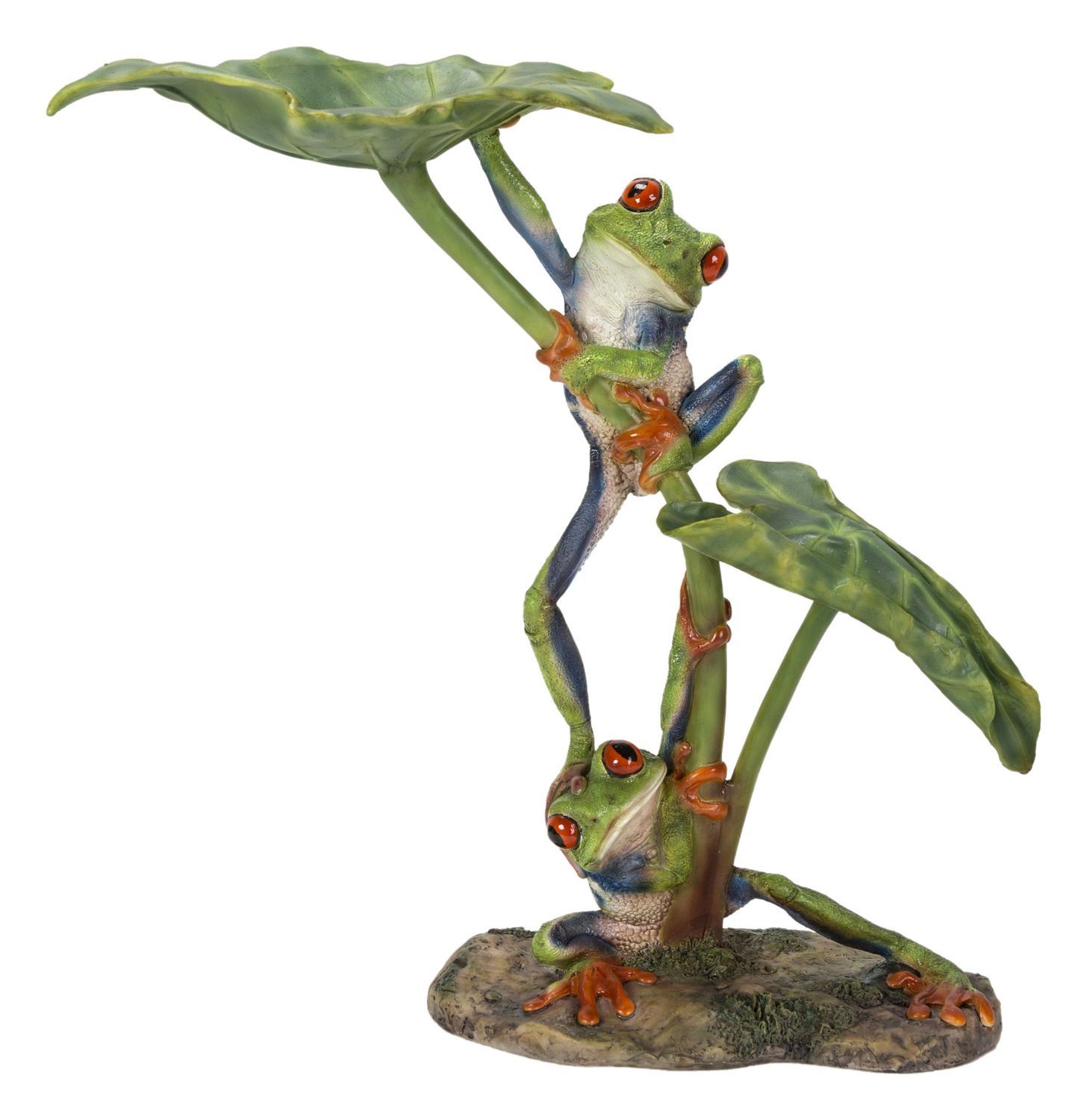 87822-A - LOTUS LEAF WITH RED-EYED TREE FROG / 11.81&quot; H