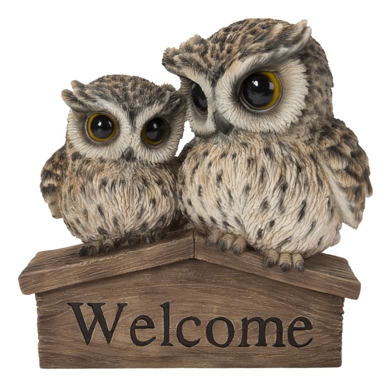 87717-G - MOTHER+BABY OWL WELCOME SIGN / 6.3&quot; H