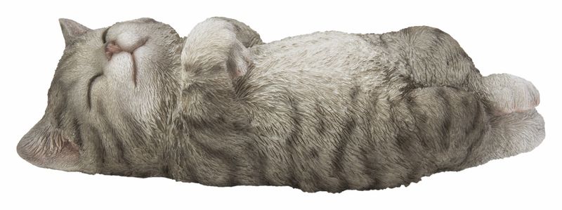 87757-W - SLEEPING CAT / 2.48&quot; H - GREY TABBY