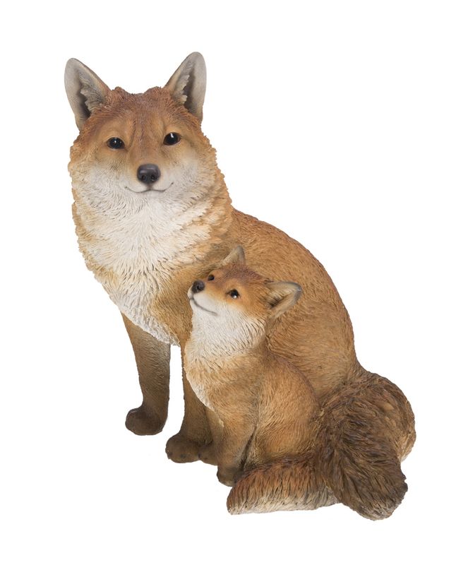87719-F - MOTHER AND BABY FOX SITTING / LARGE 16.14&quot; H