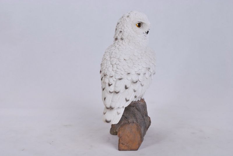 87772 - SNOWY OWL ON STUMP / 13" H