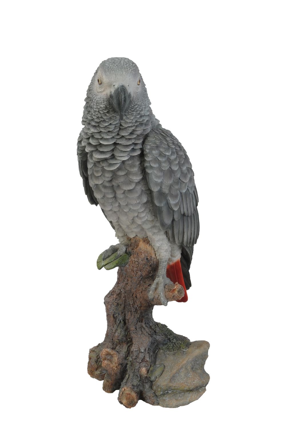 87758-L - GREY GABON PARROT ON STUMP / 15.04&quot; H