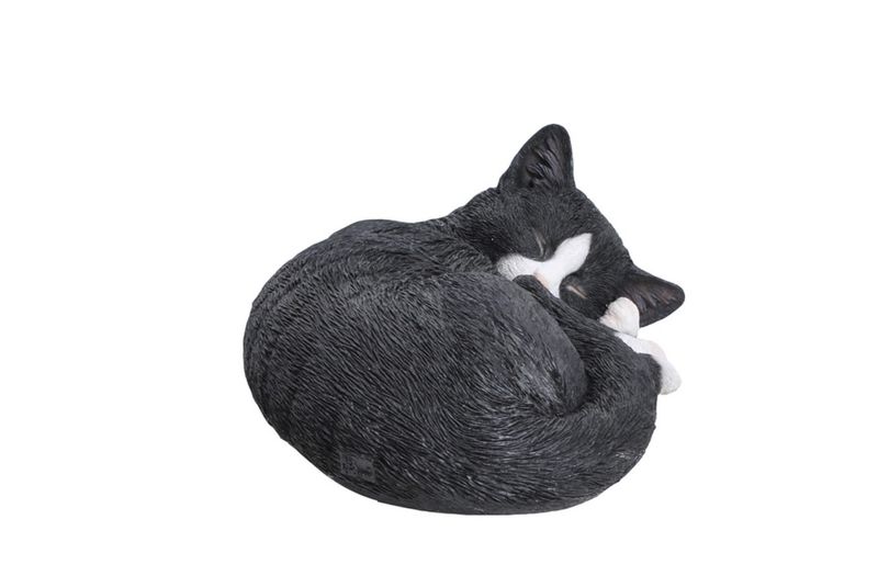 87728-A - CAT SLEEPING LYING DOWN - BLACK/WHITE / 4.5" H