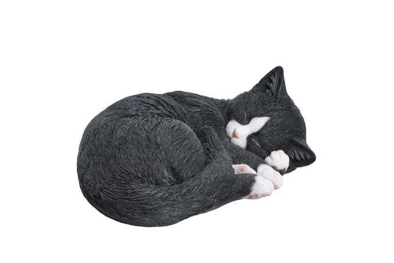 87728-A - CAT SLEEPING LYING DOWN - BLACK/WHITE / 4.5&quot; H