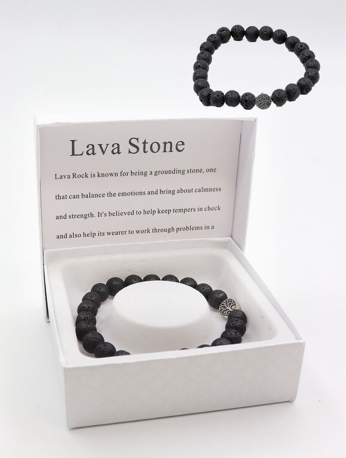 BR1232-01 - BLESSING BEAD BRACELET / LAVA STONE