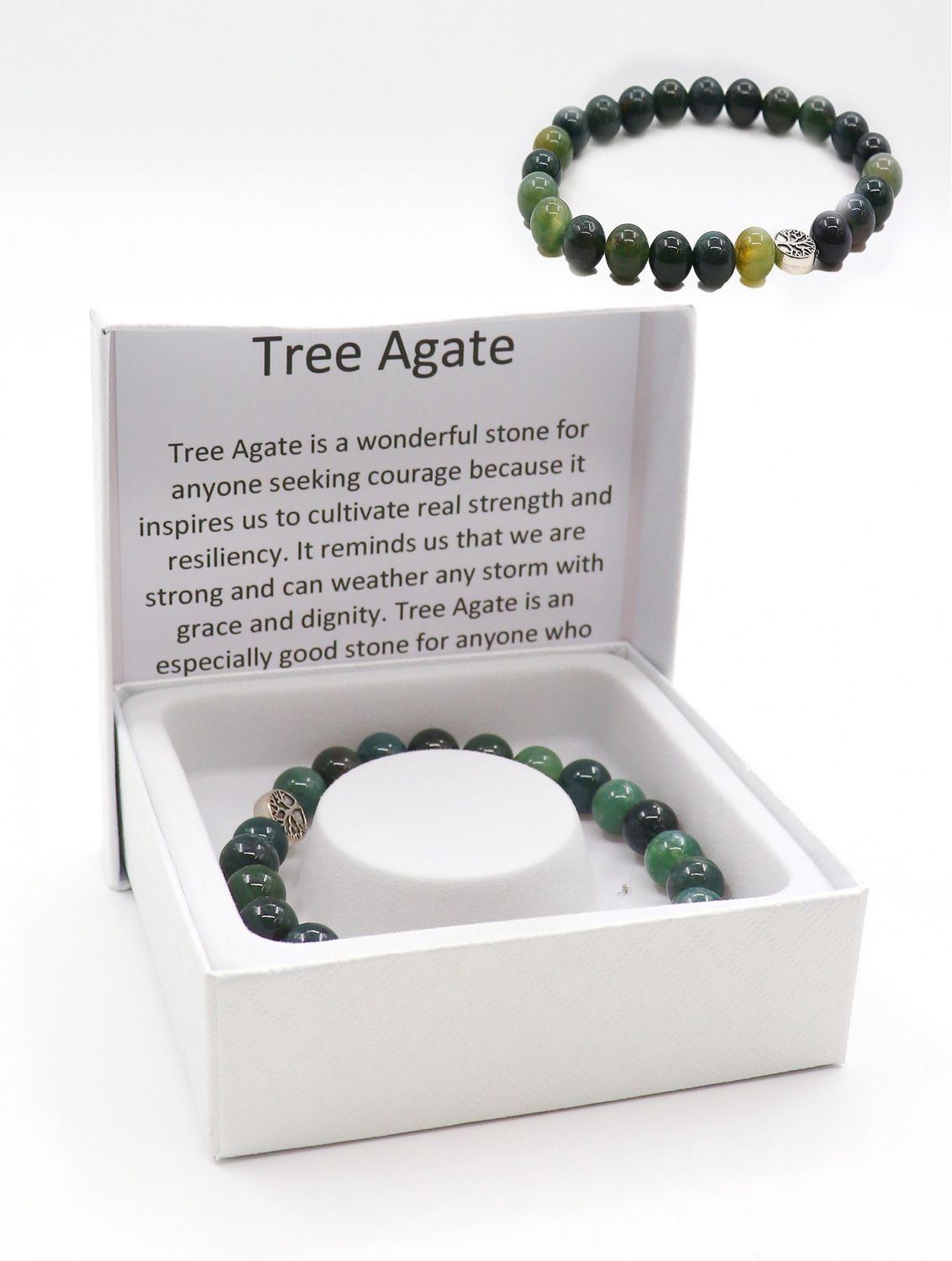 BR1262 - BLESSING BEAD BRACELET / TREE AGATE
