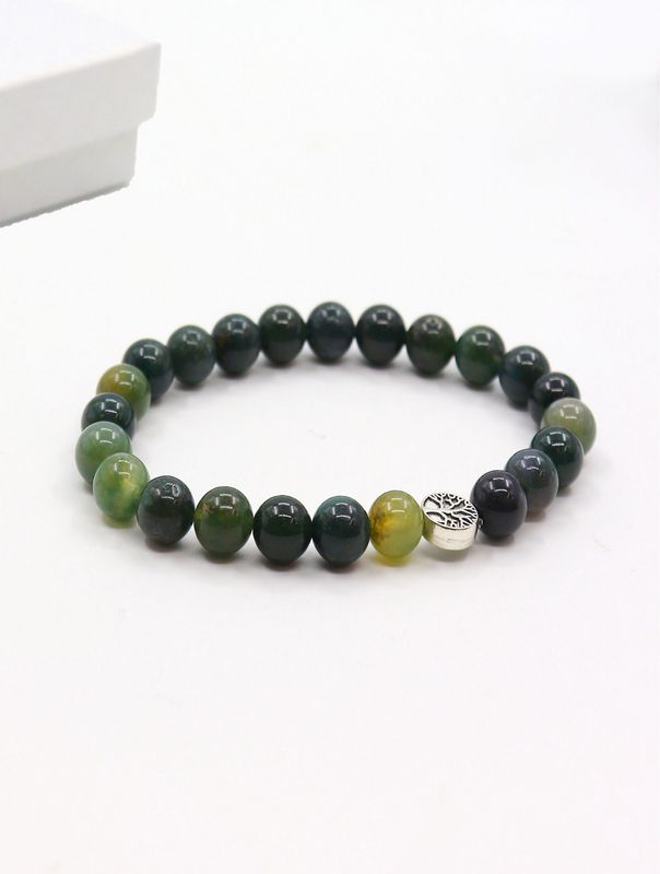 BR1262 - BLESSING BEAD BRACELET / TREE AGATE