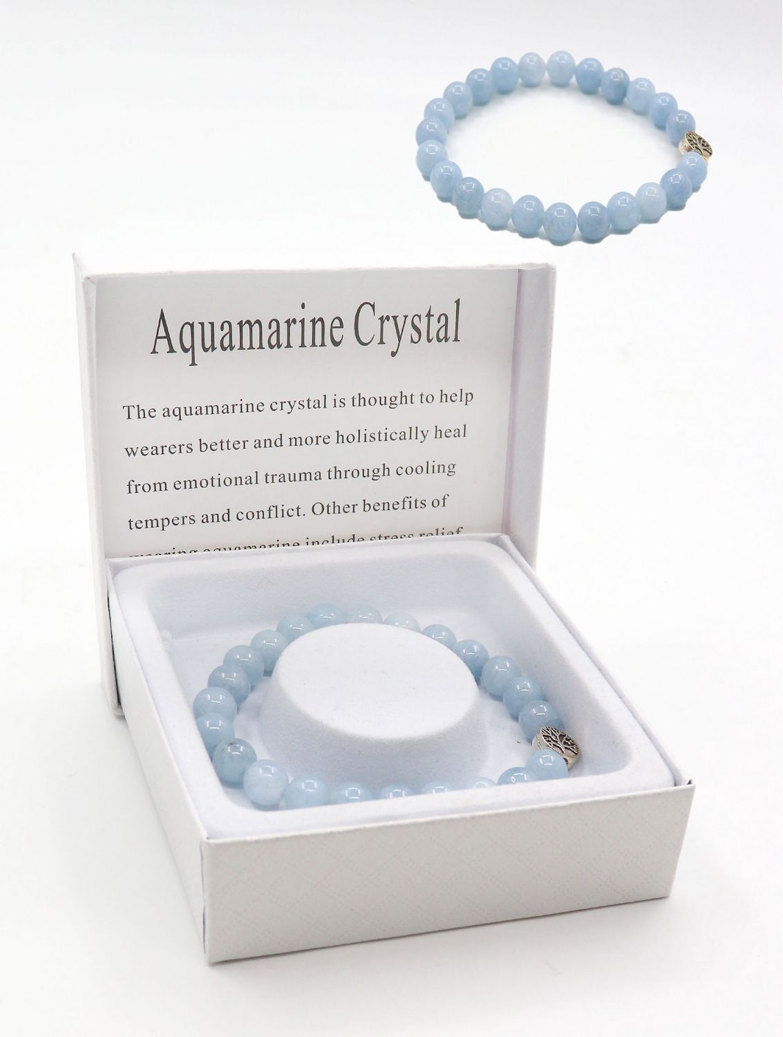 BR1253 - BLESSING BEAD BRACELET / AQUAMARINE CRYSTAL