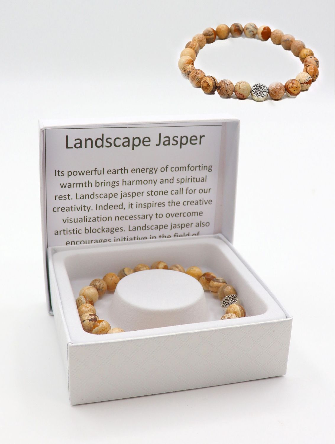 BR1264 - BLESSING BEAD BRACELET / LANDSCAPE JASPER